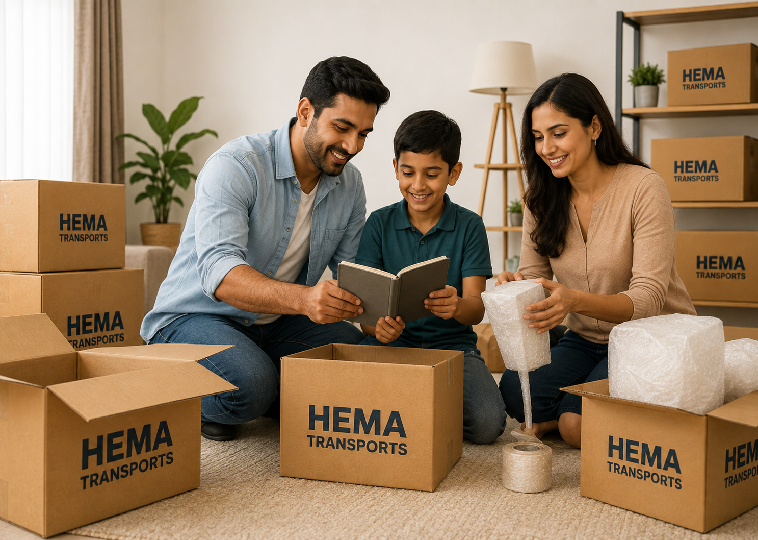 Family settling into a new home